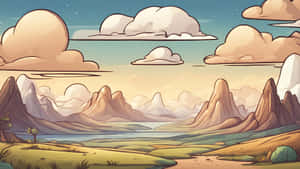 Cartoon Mountain Landscape Wallpaper