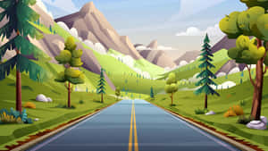 Cartoon Mountain Road Wallpaper