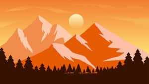 Cartoon Mountain Sunset Wallpaper