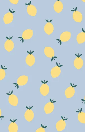 Cartoon Pastel Yellow Lemon Blue Background Wallpaper