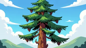 Cartoon Pine Tree Illustration Wallpaper