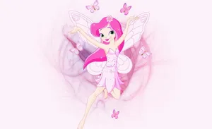 Cartoon Pink Fairy Wallpaper