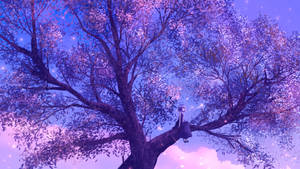 Cartoon Purple Tree Wallpaper