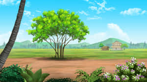 Cartoon Road Landscape Wallpaper
