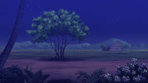 Cartoon Road Night Scene Wallpaper