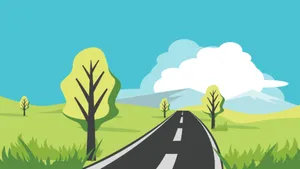 Cartoon Road Through Countryside Wallpaper