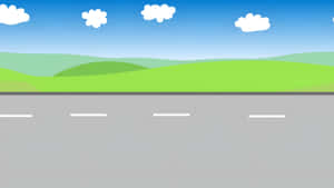 Cartoon Road With Green Hills Wallpaper