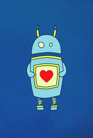 Cartoon Robot Expressing Happiness Wallpaper