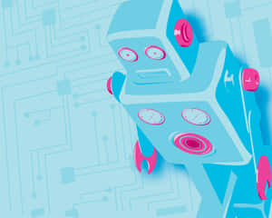 Cartoon Robot Standing Confidently Wallpaper