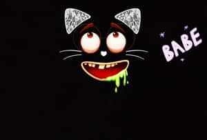 Cartoon Scary Cat With Green Liquid Wallpaper