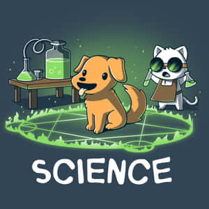 Cartoon Scientist Conducting An Experiment Wallpaper