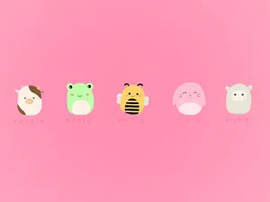 Cartoon Squishmallows In Pink Wallpaper