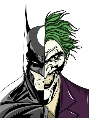 Cartoon Style Of Half Batman Half Joker Wallpaper