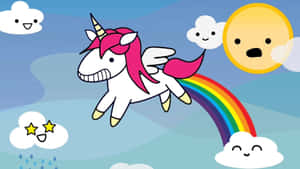 Cartoon Unicorn Flying Wallpaper