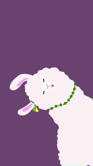 Cartoon White Alpaca Purple Background Wallpaper