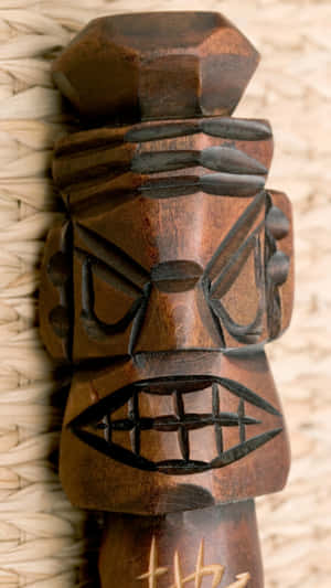 Carved Wooden Tiki Statue Wallpaper