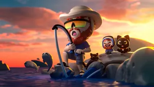 Caseoh Fishing Adventure Wallpaper