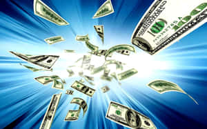 Cash Explosion Blue Sky Background Wallpaper