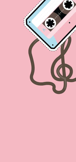 Cassette Tape Musical Note Pink Background Wallpaper