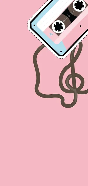 Cassette Tape Musical Note Pink Background Wallpaper