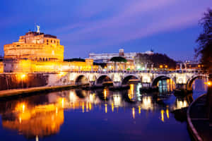 Castel Santangelo And Purple Night Sky Wallpaper