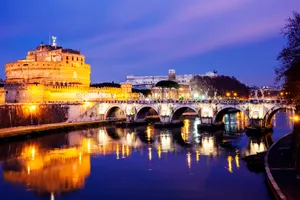 Castel Santangelo And Purple Night Sky Wallpaper