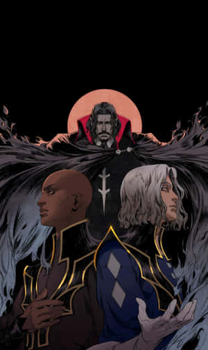 Castlevania Trio Against Red Moon Wallpaper