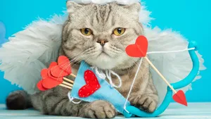 Cat Dressed As Cupid Wallpaper
