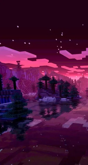 Catch The Sunset In Minecraft Wallpaper