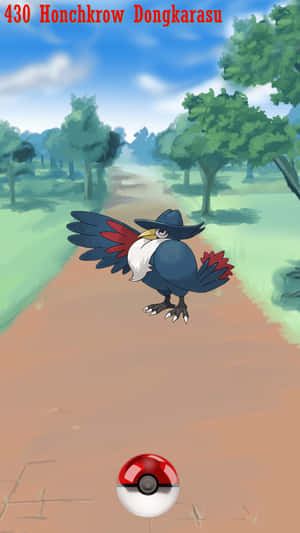 Catching Honchkrow In Pokemon Go Wallpaper