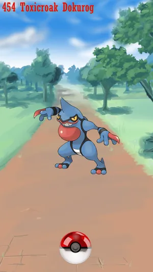 Catching Toxicroak With A Pokeball Wallpaper