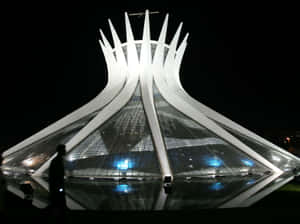 Cathedral Of Brasilia At Night Wallpaper