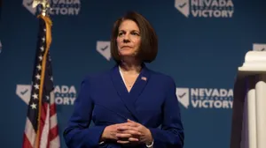 Catherine Cortez Masto Delivering A Speech At A Conference. Wallpaper