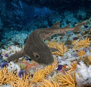 Catshark Swimming Among Coral Reef Wallpaper