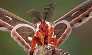 Cecropia Moth Displaying Wings Wallpaper