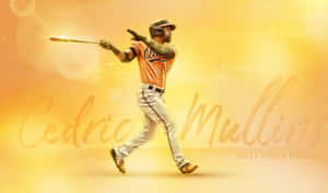 Cedric Mullins Baseball Swing Artwork Wallpaper