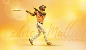 Cedric Mullins Baseball Swing Artwork Wallpaper