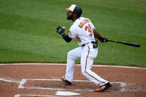 Cedric Mullins Batting Action Wallpaper