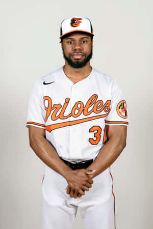 Cedric Mullins In Action On The Baseball Field Wallpaper