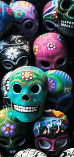 Celebrate And Protect With A Splendid Sugar Skull Phone Wallpaper