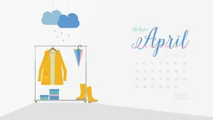 Celebrate April With A Rainy Themed Calendar Wallpaper