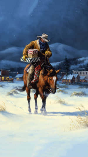 Celebrate Cowboy Christmas Wallpaper