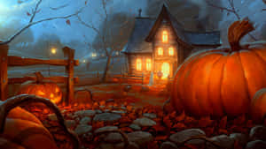 Celebrate Halloween With An Enchanting Festive Pumpkin Image. Wallpaper