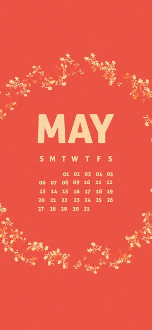 Celebrate The Beauty Of May With A Red Calendar Full Of Vibrant Flowers Wallpaper