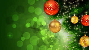 Celebrate The Holiday Season With A Festive Dark Green Christmas Theme. Wallpaper