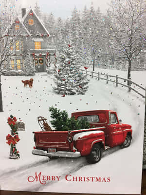 Celebrate The Holiday Season With Vintage Trucks And Christmas Decorations Wallpaper