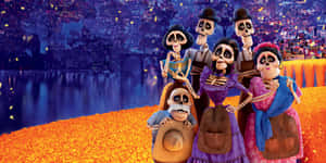 Celebrate The Journey Of Miguel And Hector In The Heartwarming Movie, Coco Disney! Wallpaper