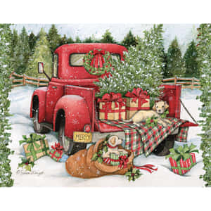 Celebrate The Joys Of The Holiday Season With A Vintage Truck Christmas Wallpaper