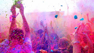 Celebrating Holi Festival In Vibrant Hd Wallpaper