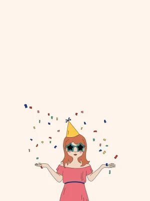 Celebration Confetti Party Girl Illustration Wallpaper